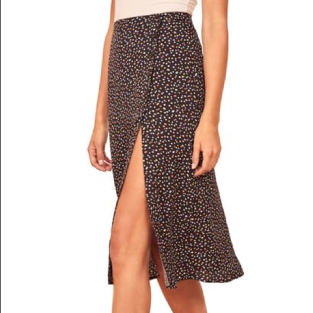 Reformation Jaime Side Slit Midi Skirt In Confetti